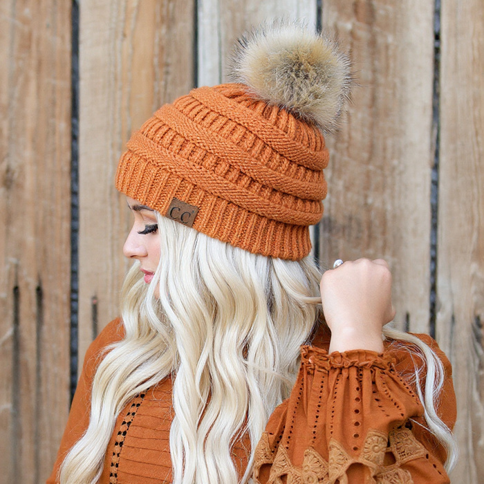 C.C® Beanie Cable-Knit Pom Accessories Hats for Gifts, Women, Teens Girls