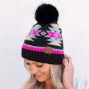  CC South Western Pattern Pom Beanie | Adult and Kid Sizes