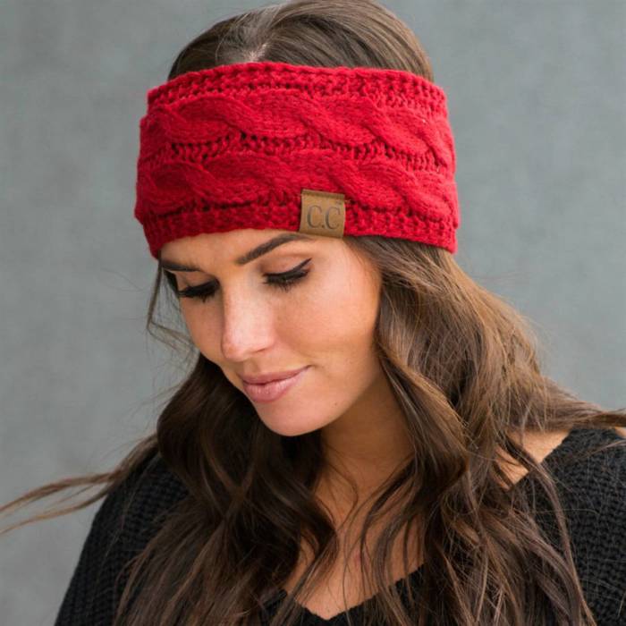 C.C® Beanie Cable-Knit Lined Head Wrap for Women Hair Accessories