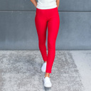 XL-2XL (Pant Size 11-13) Long - Red Premium Stretch Soft High Waisted Jeggings for Women - Denim Leggings - Cotton Stretch Blend - Long