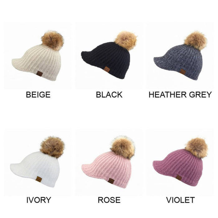CC Kid and Adult Sizes Winter Knitted Ball Cap Beanie