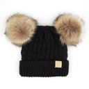 Black  -(Size 1T to 4T) C.C® Kids Double Pom Beanies Hats