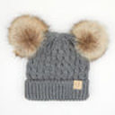 Light Melange Grey  -(Size 1T to 4T) C.C® Kids Double Pom Beanies Hats