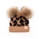 Latte | Ages 1-5 C.C® Beanie Double Pom Leopard Fashion Hats, Ages 1-5