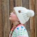Ivory - Ages 1-5 CC Kids Double Pom Kids Toddler to Adult Winter Beanies