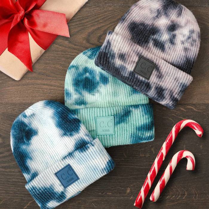 C.C® Beanie Kids Tie Dye Hats -Two Sizes - Newborn - 9 Months and Ages 1-5 -