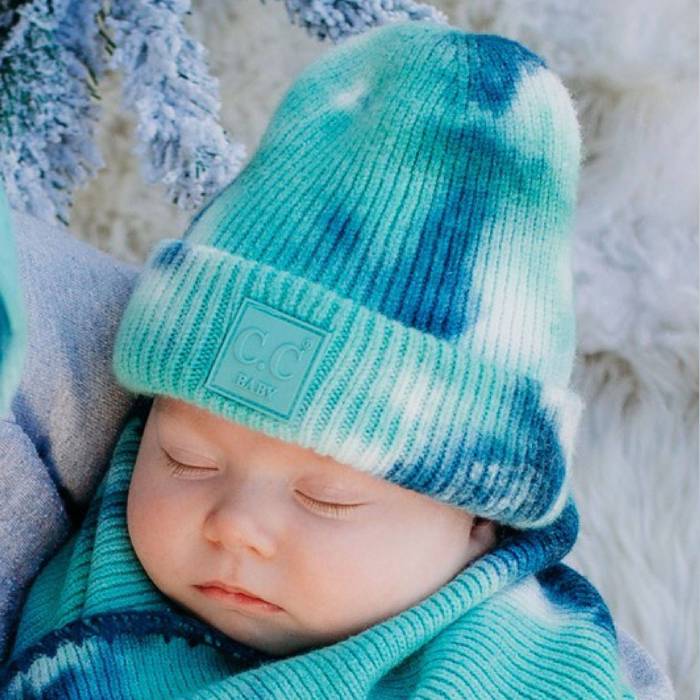 C.C® Beanie Kids Tie Dye Hats -Two Sizes - Newborn - 9 Months and Ages 1-5 -
