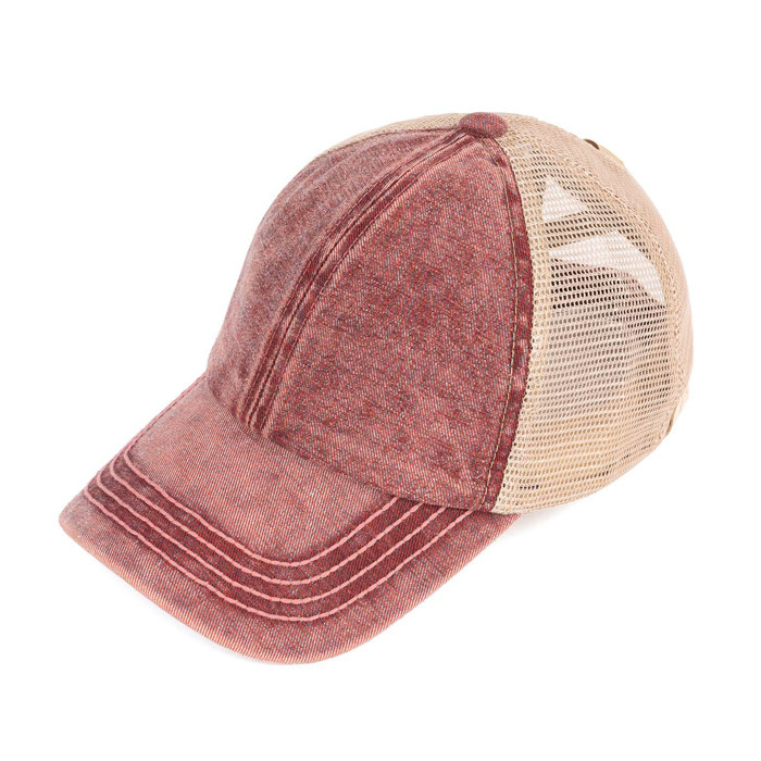 CC Kids Washed Denim Pony Hats Criss Cross Style Women Cap for Ponytails