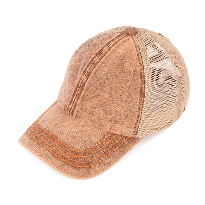CC Kids Washed Denim Pony Hats Criss Cross Style Women Cap for Ponytails