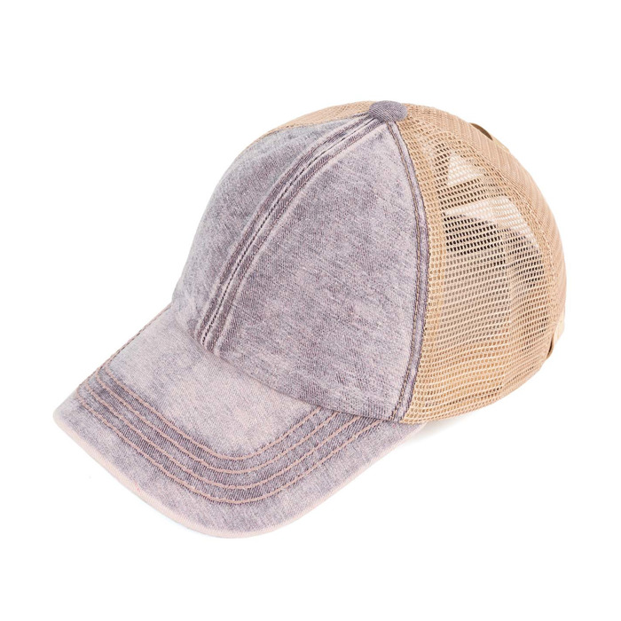 CC Kids Washed Denim Pony Hats Criss Cross Style Women Cap for Ponytails