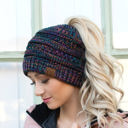 #15 Teal/Turquoise/Beige/Natural Grey C.C® Kids Youth Toddler Ages 1-5 Multi-Toned Ponytail Beanie