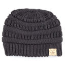 Dark Melange Grey CC Messy Bun Adults and Kids Ponytail Beanies Hats