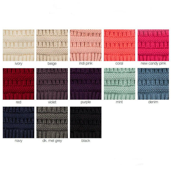 CC Messy Bun Adults and Kids Ponytail Beanies Hats