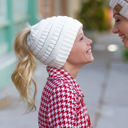 Violet CC Messy Bun Adults and Kids Ponytail Beanies Hats