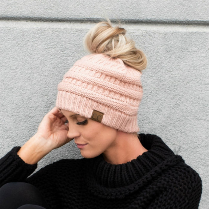 C.C® Women Messy Bun Ponytail Beanie Hats
