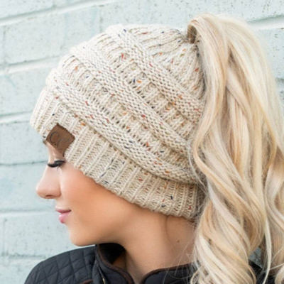 C.C® Cozy Confetti Bun Ponytail Beanies Hats