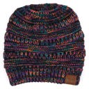 #32 Black/Teal/Purple/HotPink (Four-Tone) CC Crafted Multi-Toned Bun Kids Youth to Adult Beanies Hats