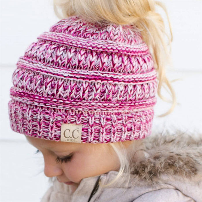CC Crafted Multi-Toned Bun Kids Youth to Adult Beanies Hats