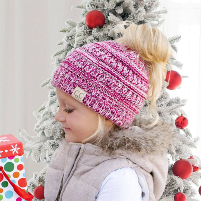 CC Crafted Multi-Toned Bun Kids Youth to Adult Beanies Hats
