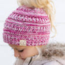 #1 Indi Pink/Burgundy/Hot Pink/Ivory (Four-Tone) CC Crafted Multi-Toned Bun Kids Youth to Adult Beanies Hats