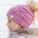#1 Indi Pink/Burgundy/Hot Pink/Ivory (Four-Tone) CC Crafted Multi-Toned Bun Kids Youth to Adult Beanies Hats