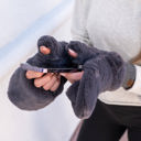 Beige CC Plush Touchscreen Accessible Mittens
