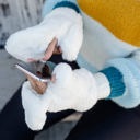 Ivory CC Plush Touchscreen Accessible Mittens