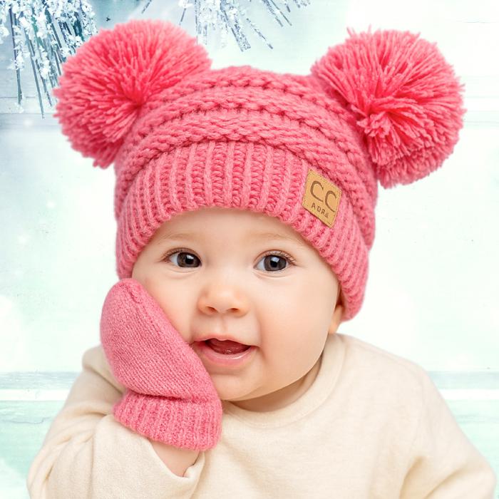 C.C® Baby Pom Pom Beanie and Mittens Set