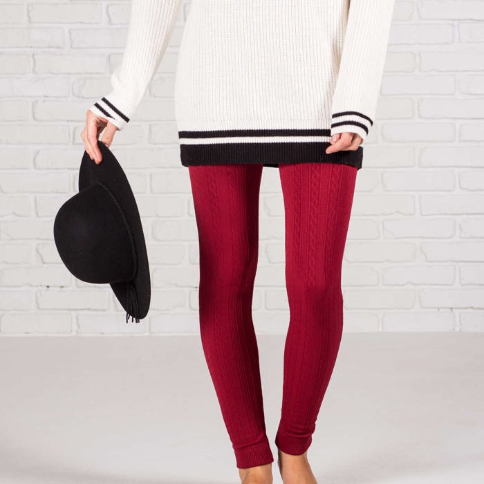 Cable Knit Fleece Lined Leggings