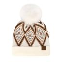 White CC Beanie Geometric
