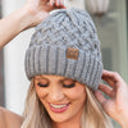 Light Melange Grey CC Beanie Lattice Pattern