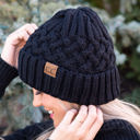 Light Melange Grey CC Beanie Lattice Pattern
