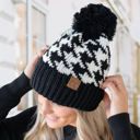Taupe/Brown C.C® Houndstooth Beanie