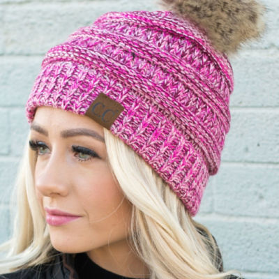 CC Trending 4-Tone Beanie w/ Tan Pom