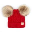 Red (Size 1T-4T) C.C® Kids Double Pom Beanies Hats
