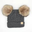 Dark Melange Grey (Size 1T-4T) C.C® Kids Double Pom Beanies Hats