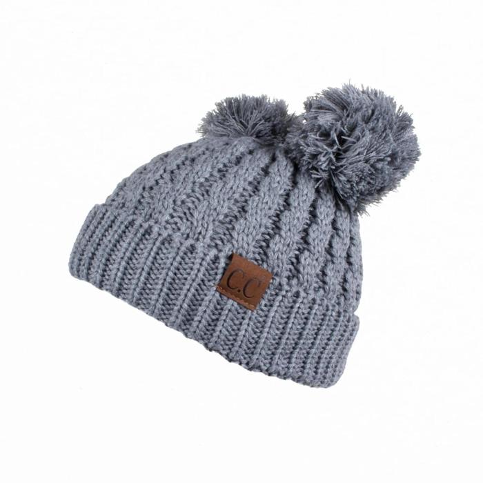 CC Kids Double Pom Kids Toddler to Adult Winter Beanies