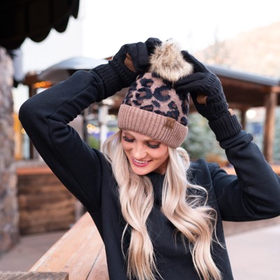 C.C® Leopard Pom Beanie | Plush Pom | Super Soft