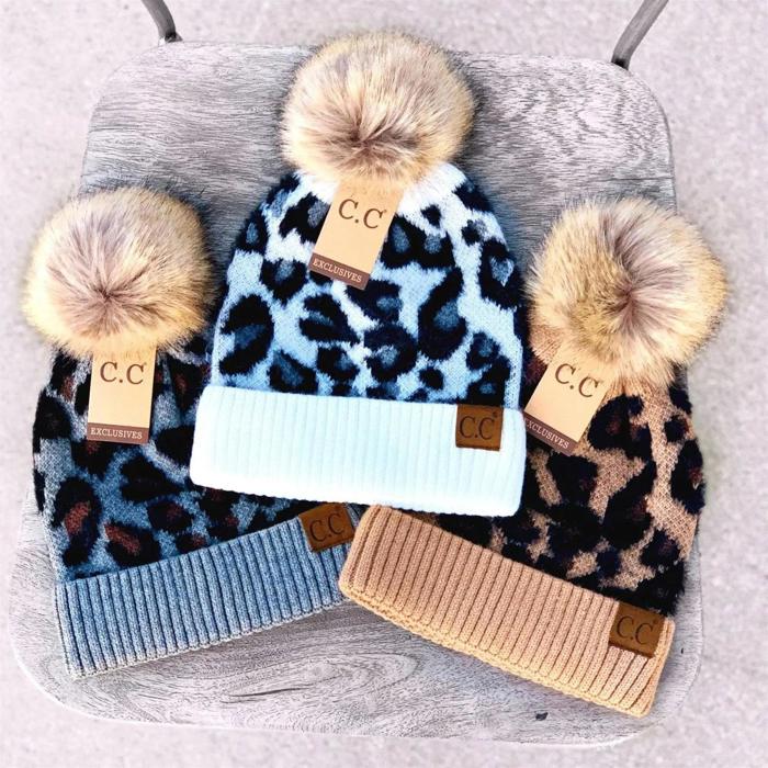 C.C® Leopard Pom Beanie | Plush Pom | Super Soft