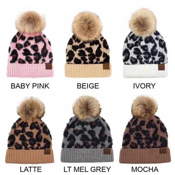 C.C® Leopard Pom Beanie | Plush Pom | Super Soft