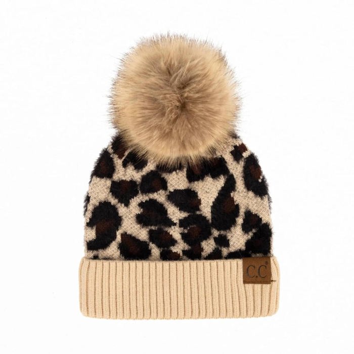 C.C® Leopard Pom Beanie | Plush Pom | Super Soft