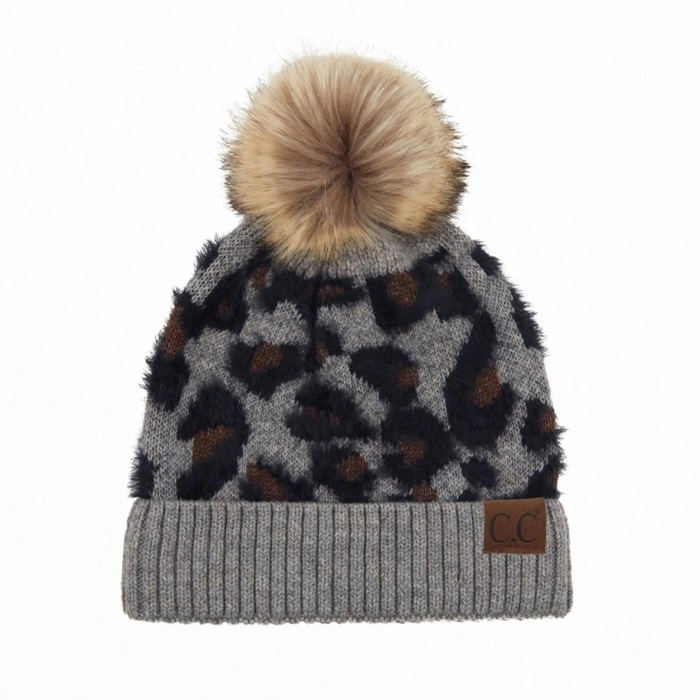 C.C® Leopard Pom Beanie | Plush Pom | Super Soft