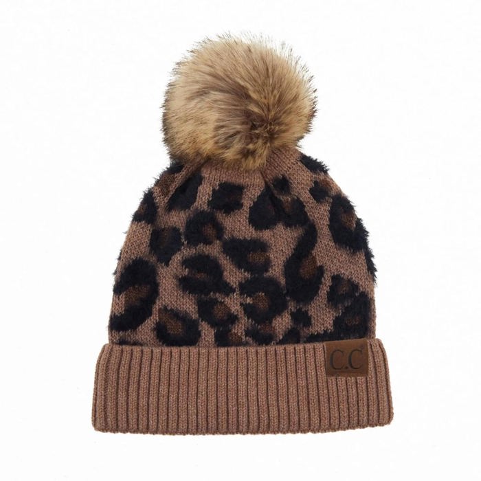 C.C® Leopard Pom Beanie | Plush Pom | Super Soft