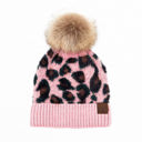 Baby Pink C.C® Leopard Pom Beanie | Plush Pom | Super Soft