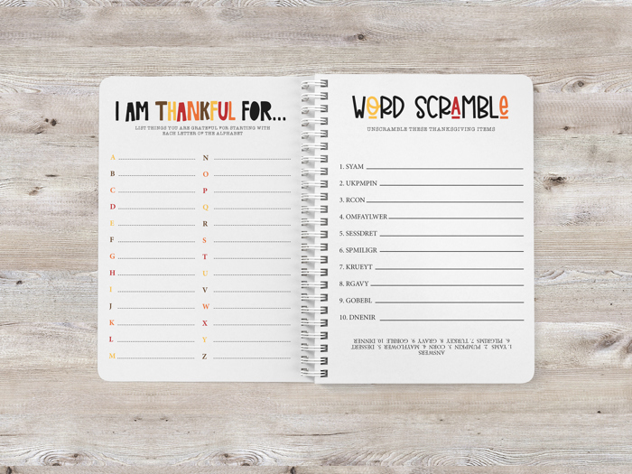 Kids Thanksgiving Activity Book