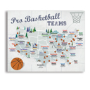 Men's Basketball 16 x 20 Pro Sports Stadium Maps with Travel Pins | 8x10, 11x14 OR 16x20 Canvas