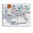 SEC - Basketball 11 x 14 College Basketball Stadium Maps with Travel Pins |  8x10, 11x14 OR 16x20 Canvas
