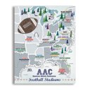 AAC 16 x 20 College Football Stadium Maps with Travel Pins |  8x10, 11x14 OR 16x20 Canvas