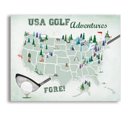 USA Golf Adventures 16 x 20 Golf Maps with Travel Pins |  8x10, 11x14 OR 16x20 Canvas