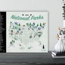 Black 16 x 20 National Park Maps with Travel Pins | Canvas | Multiple Sizes